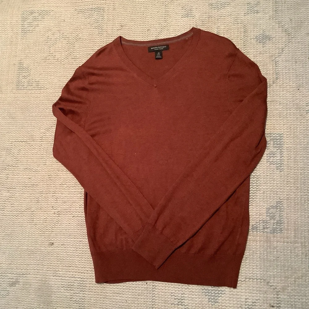 Banana Republic Luxury Blend V Neck Sweater Silk Cashmere Blend Men’s Med